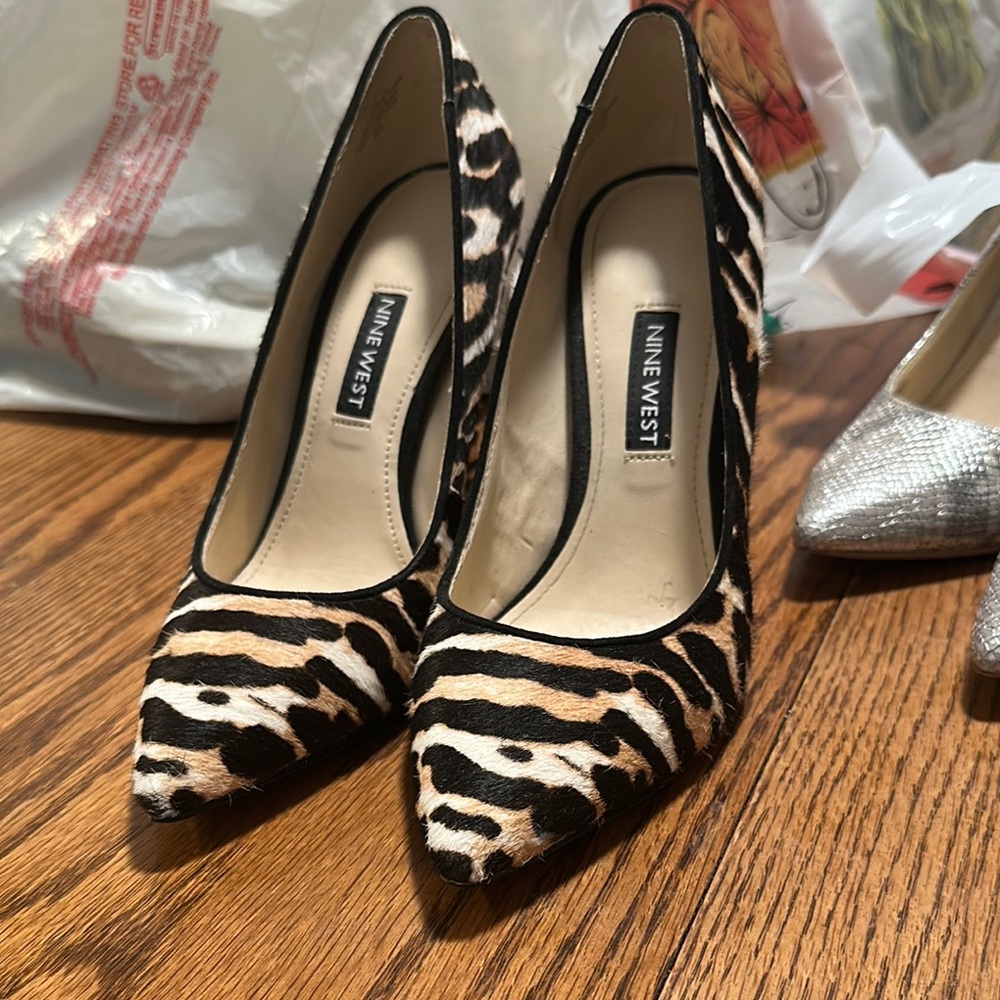 Nine West Black and White Heels with Zebra Pattern